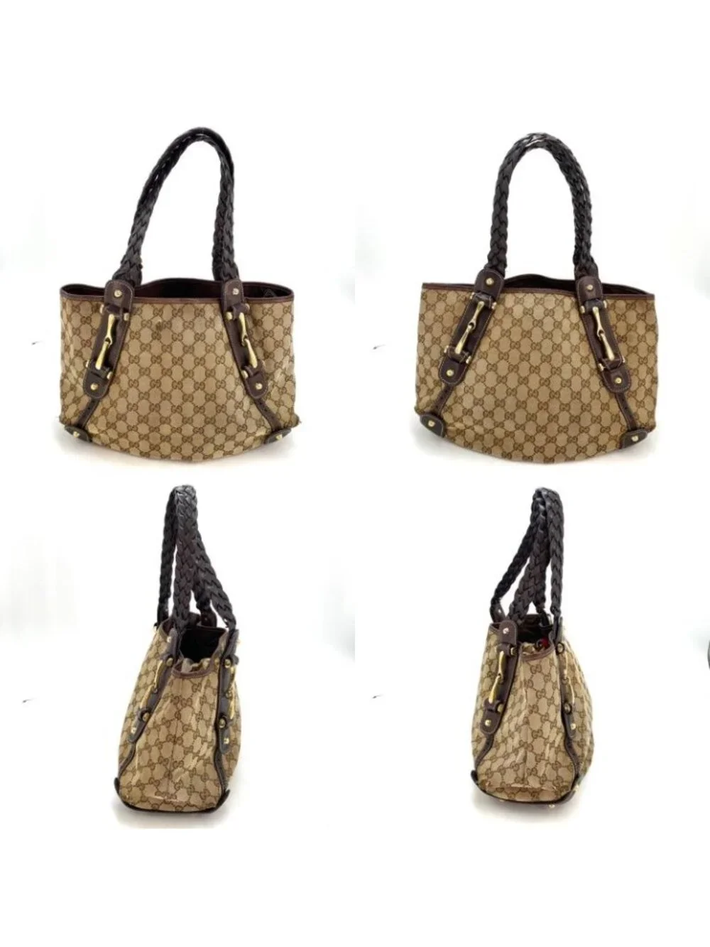 Gucci Tote Shoulder Bag GG Canvas Horsebid - Picture 5 of 16